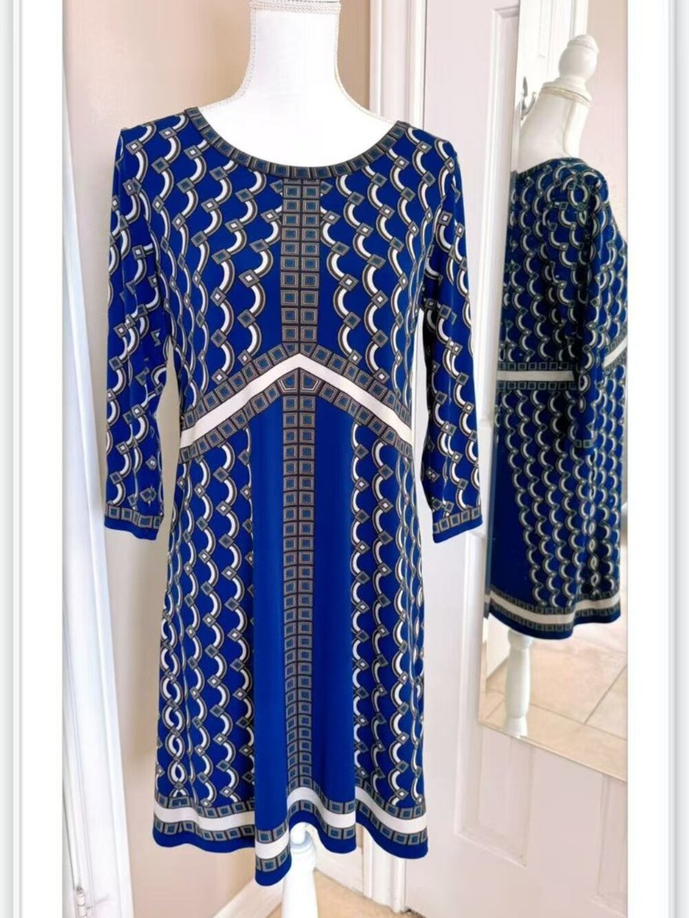 Max Studio geometric print shift dress size S